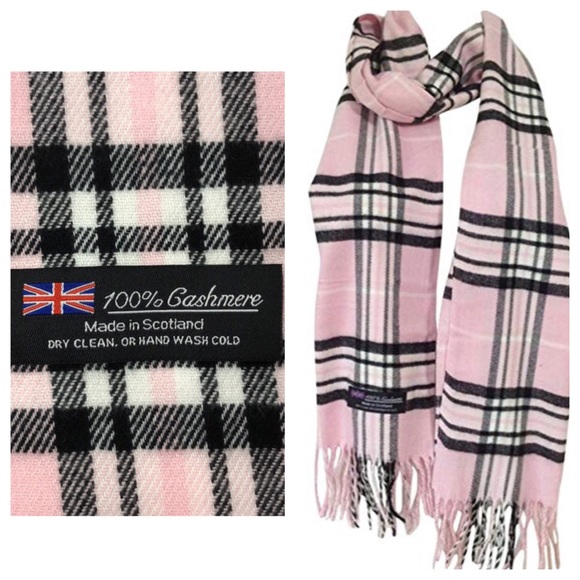 Accessories - 💯% Cashmere soft pink plaid scarf